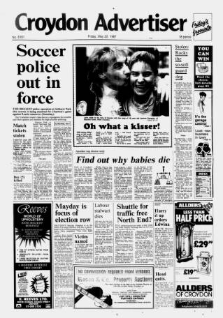 cover page of Croydon Advertiser and East Surrey Reporter published on May 22, 1987