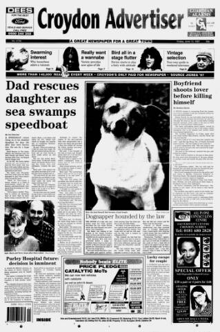 cover page of Croydon Advertiser and East Surrey Reporter published on June 13, 1997