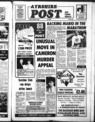 cover page of Ayrshire Post published on May 22, 1987