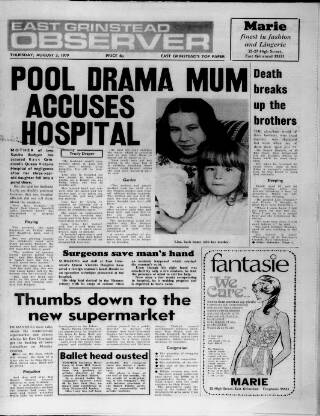 cover page of East Grinstead Observer published on August 2, 1979