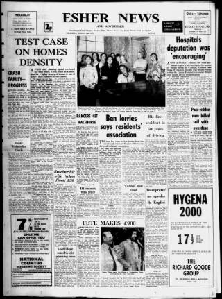 cover page of Esher News and Mail published on August 2, 1973