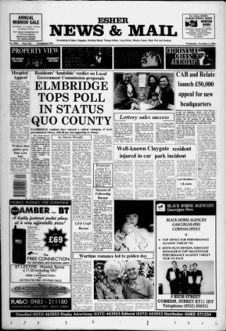 cover page of Esher News and Mail published on November 2, 1994