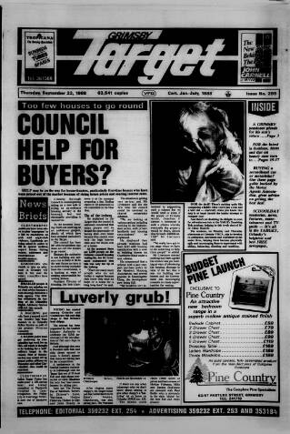 cover page of Grimsby Target published on September 22, 1988