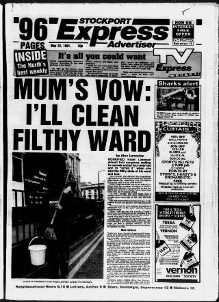 cover page of Stockport Express Advertiser published on May 22, 1991