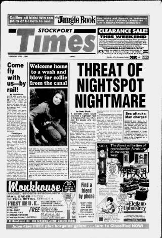 cover page of Stockport Times published on April 1, 1993