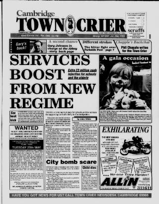cover page of Cambridge Town Crier published on May 22, 1993