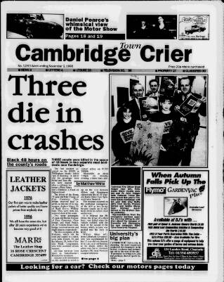 cover page of Cambridge Town Crier published on November 2, 1996