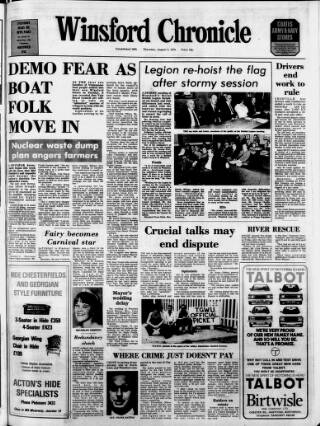 cover page of Winsford Chronicle published on August 2, 1979