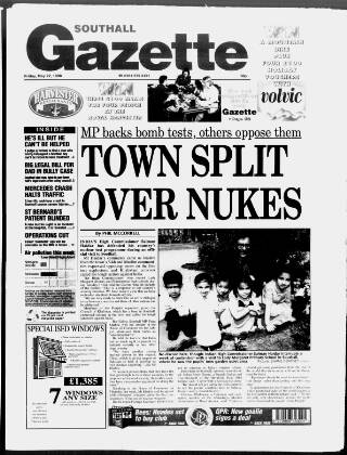 cover page of Southall Gazette published on May 22, 1998