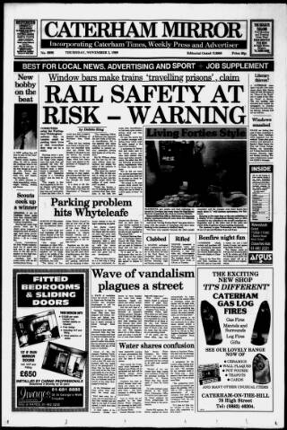cover page of Caterham Mirror published on November 2, 1989