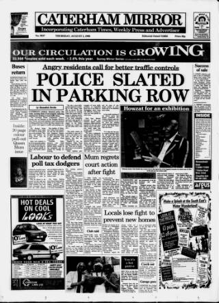 cover page of Caterham Mirror published on August 2, 1990
