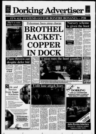 cover page of Dorking and Leatherhead Advertiser published on November 2, 1989