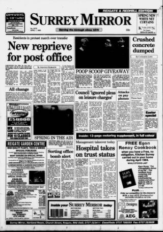 cover page of Surrey Mirror published on April 1, 1993