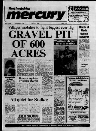 cover page of Hertford Mercury and Reformer published on April 1, 1988