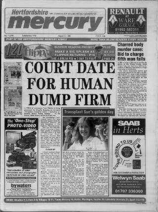 cover page of Hertford Mercury and Reformer published on August 2, 1996