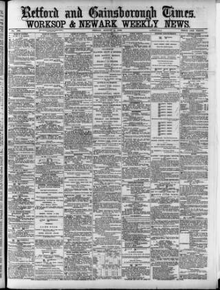 cover page of Retford, Gainsborough & Worksop Times published on August 2, 1889
