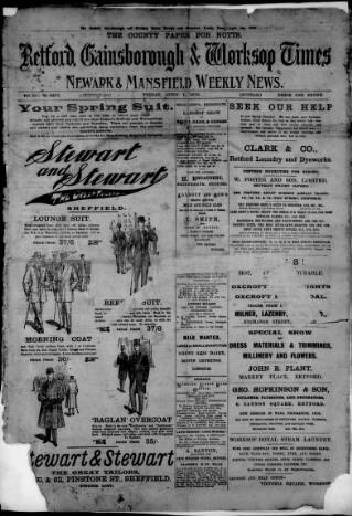 cover page of Retford, Gainsborough & Worksop Times published on April 1, 1910