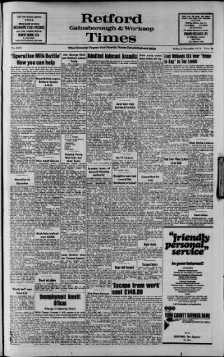 cover page of Retford, Gainsborough & Worksop Times published on November 2, 1973
