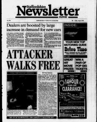 cover page of Staffordshire Newsletter published on August 2, 1996