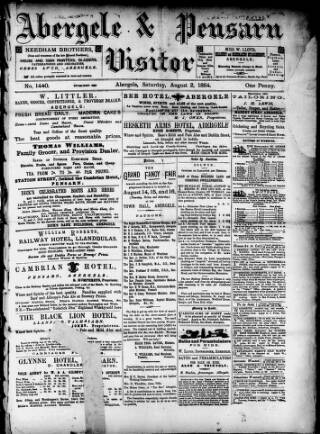 cover page of Abergele & Pensarn Visitor published on August 2, 1884
