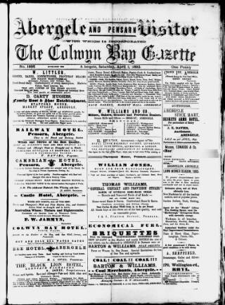cover page of Abergele & Pensarn Visitor published on April 1, 1893