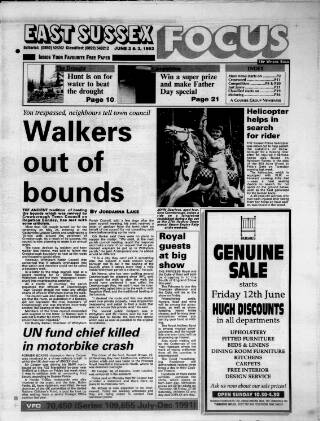 cover page of East Sussex Focus published on June 3, 1992