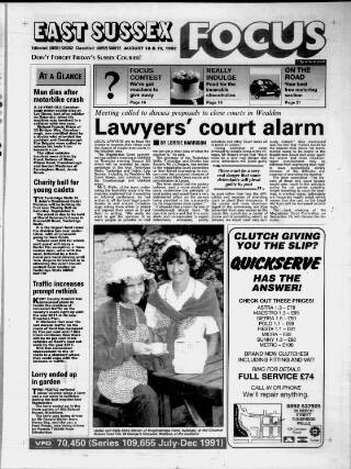 cover page of East Sussex Focus published on August 19, 1992