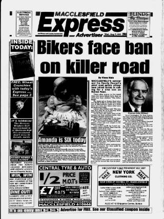 cover page of Macclesfield Express published on August 2, 1995