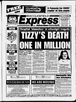 cover page of Macclesfield Express published on December 13, 1995
