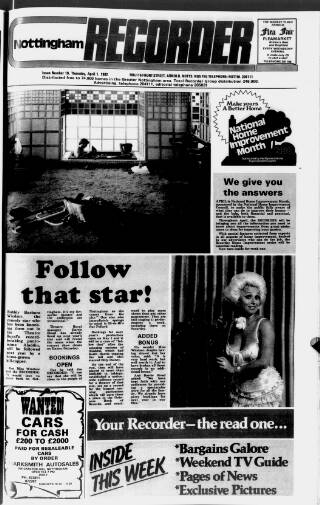 cover page of Nottingham Recorder published on April 1, 1982
