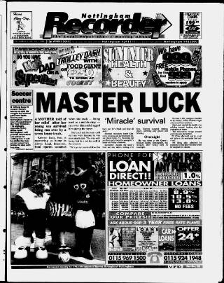 cover page of Nottingham Recorder published on June 13, 1996