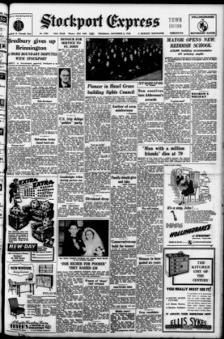 cover page of Stockport County Express published on November 2, 1950