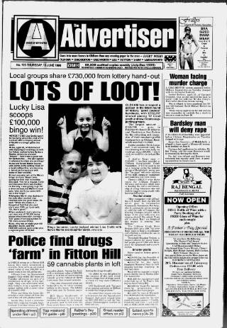cover page of Oldham Advertiser published on June 13, 1996