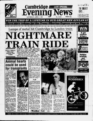 cover page of Cambridge Daily News published on April 1, 1989
