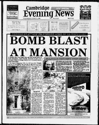 cover page of Cambridge Daily News published on June 13, 1990