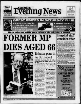 cover page of Cambridge Daily News published on May 22, 1999