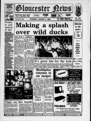 cover page of Gloucester News published on August 2, 1990
