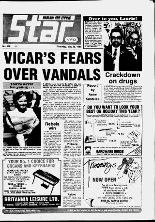 cover page of Harlow Star published on May 22, 1986