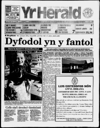 cover page of Herald Cymraeg published on April 1, 1995