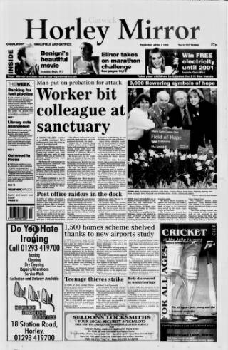 cover page of Horley & Gatwick Mirror published on April 1, 1999