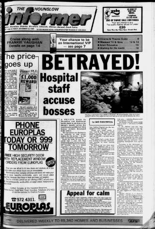 cover page of Hounslow & Chiswick Informer published on November 2, 1984