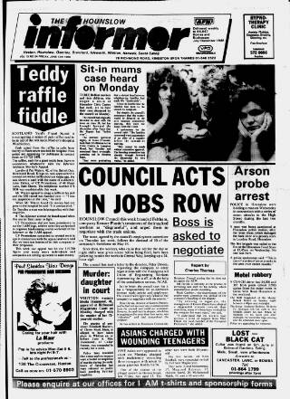 cover page of Hounslow & Chiswick Informer published on June 13, 1986