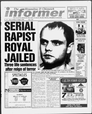 cover page of Hounslow & Chiswick Informer published on August 2, 1996