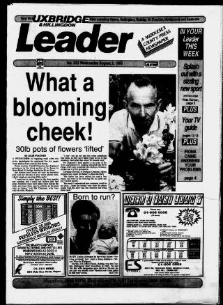cover page of Uxbridge Leader published on August 2, 1989