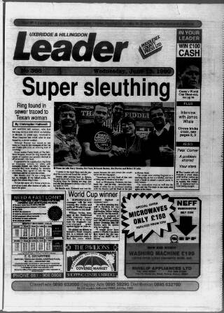 cover page of Uxbridge Leader published on June 13, 1990