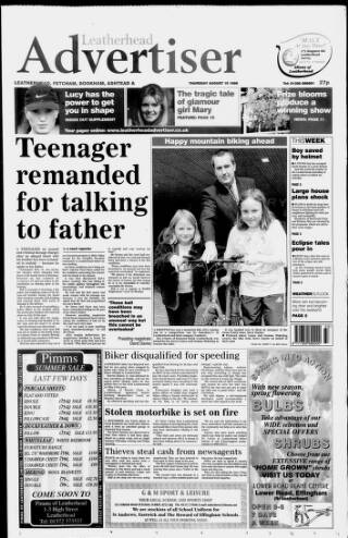 cover page of Leatherhead Advertiser published on August 19, 1999