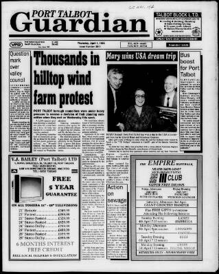 cover page of Port Talbot Guardian published on April 1, 1993
