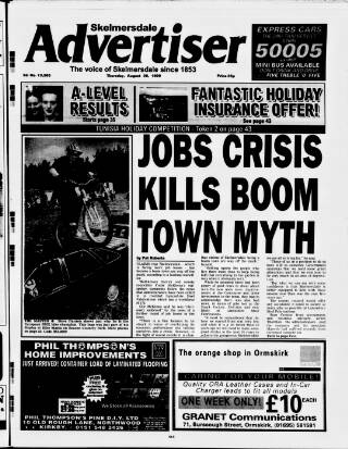 cover page of Skelmersdale Advertiser published on August 26, 1999