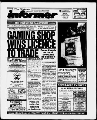 cover page of Staines Informer published on May 22, 1992