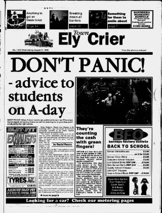 cover page of Ely Town Crier published on August 17, 1996